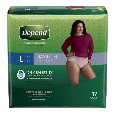 Depend Fresh Protection Female Adult Absorbent Underwear Depend FIT-FLEX Pull On with Tear Away Seams, 17PK 48124